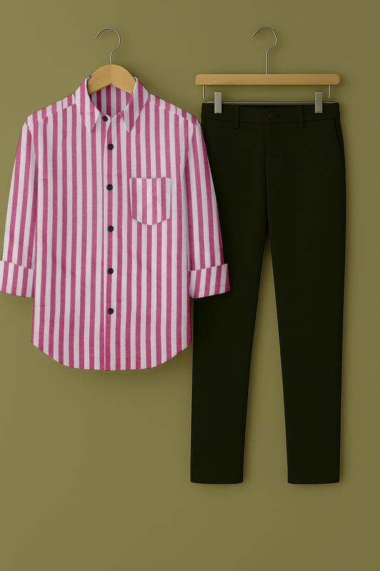Mens Strips Shirt And Pant Combo