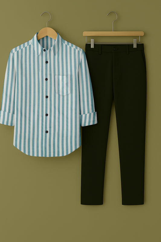 Mens Strips Shirt And Pant Combo
