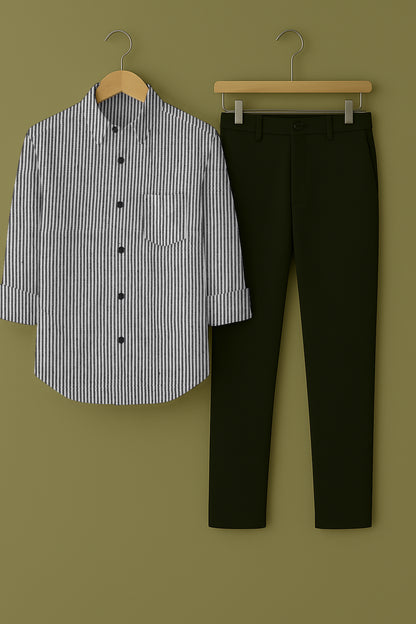 Mens Strips Shirt And Pant Combo