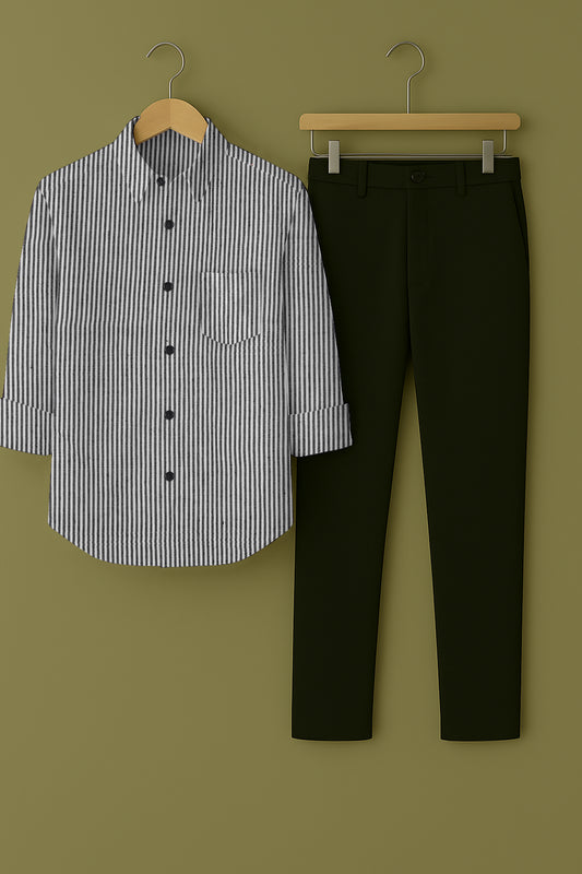 Mens Strips Shirt And Pant Combo