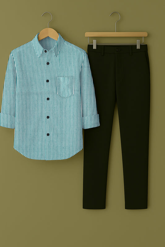 Mens Strips Shirt And Pant Combo