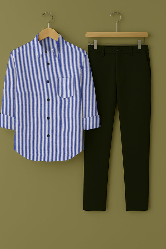 Mens Strips Shirt And Pant Combo