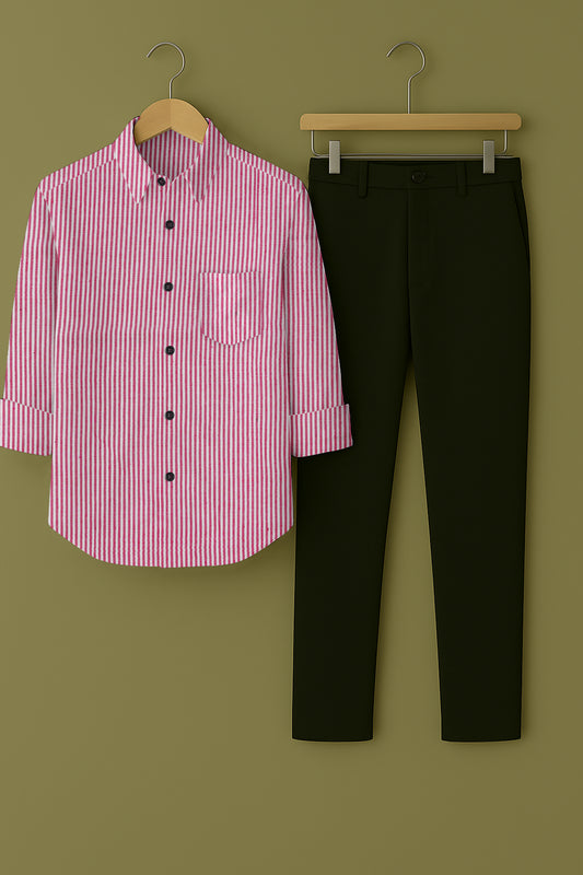 Mens Strips Shirt And Pant Combo