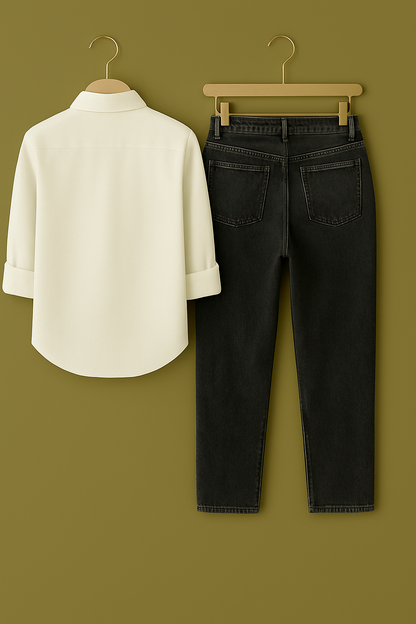 Mens White Shirt Jaguar Logo Jeans Combo