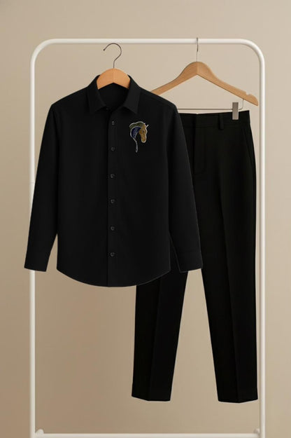 Black – Black Premium Shirt & Pant Combo (Multi Horse Logo)