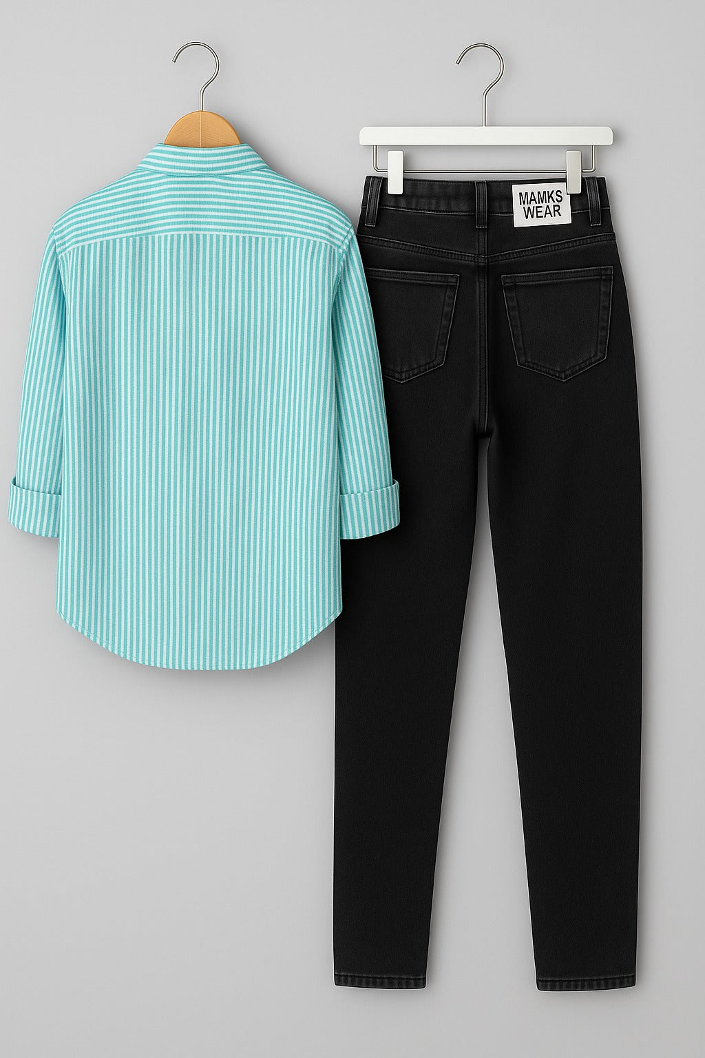 Mens Strips Shirt And Jeans Combo