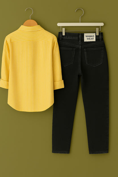 Mens Strips Shirt And Jeans Combo