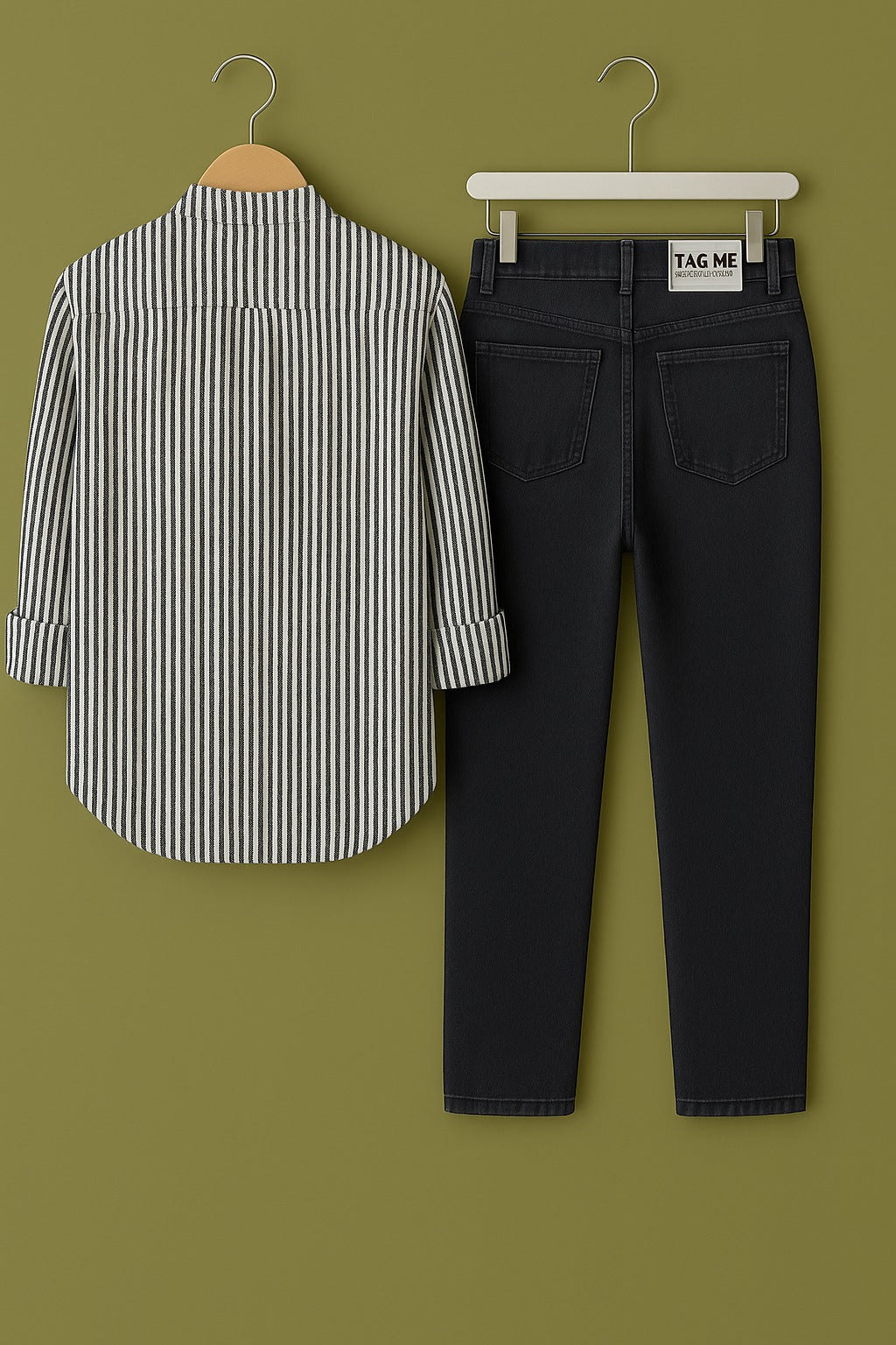 Mens Strips Shirt And Jeans Combo