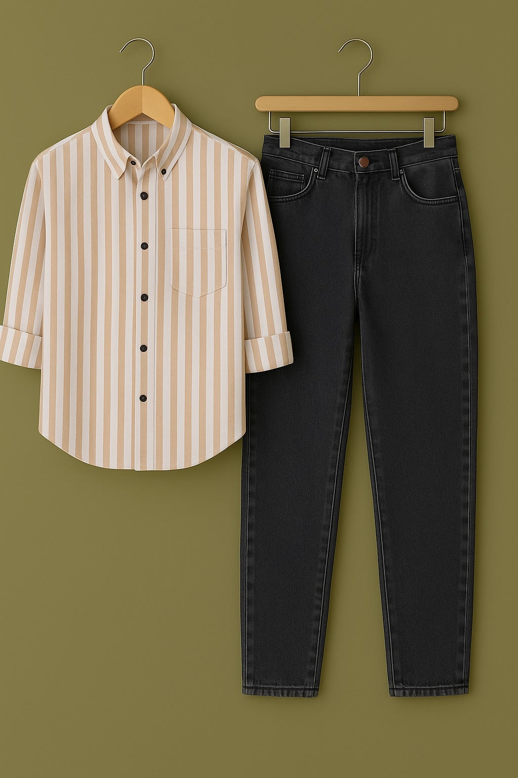 Mens Strips Shirt And Jeans Combo