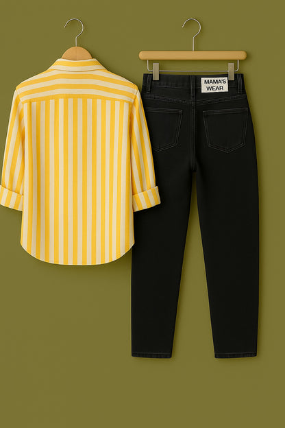 Mens Strips Shirt And Jeans Combo