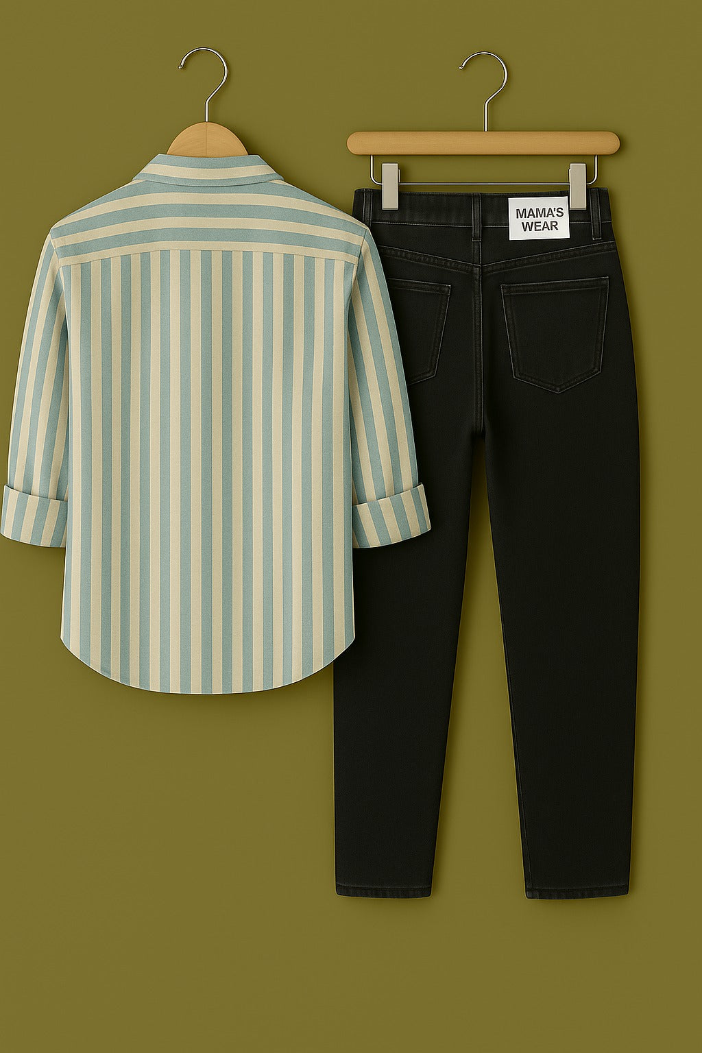 Mens Strips Shirt And Jeans Combo