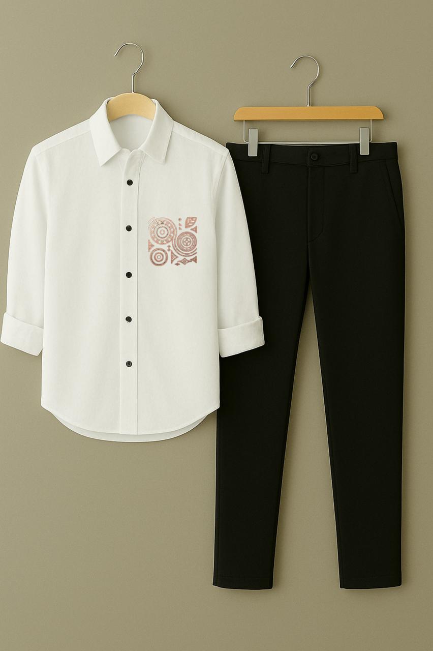Mens Embroidery Shirt And Pant Combo