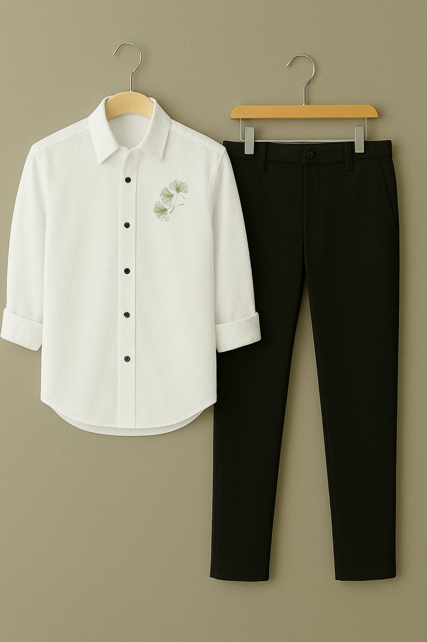 Mens Embroidery Shirt And Pant Combo