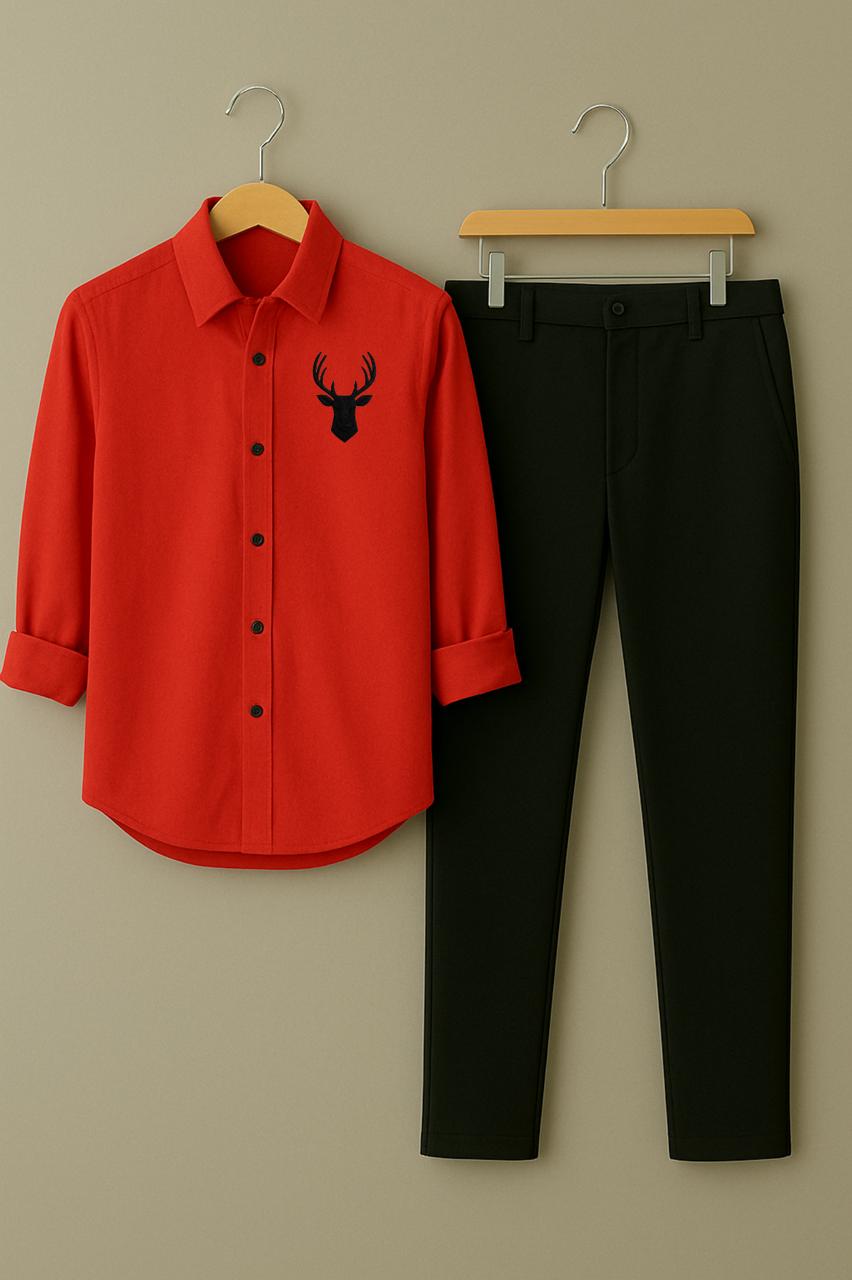 Mens Embroidery Shirt And Pant Combo
