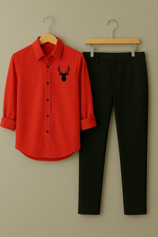 Mens Embroidery Shirt And Pant Combo