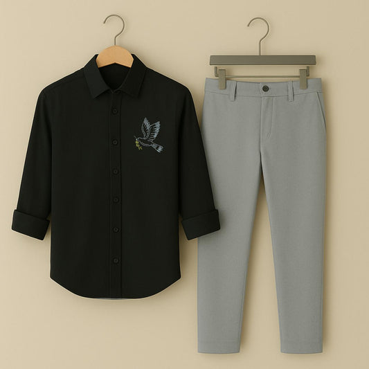 Mens Embroidery Shirt And Pant Combo