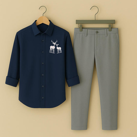 Mens Embroidery Shirt And Pant Combo