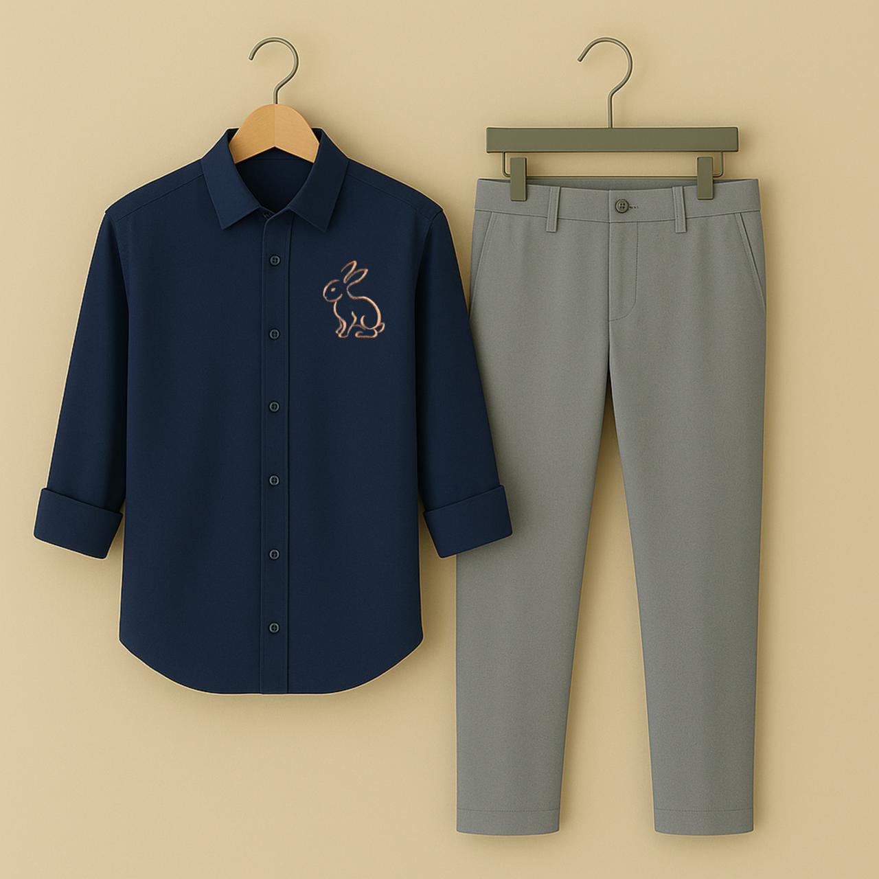 Mens Embroidery Shirt And Pant Combo