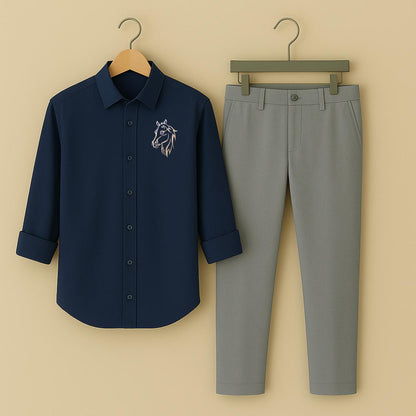 Mens Embroidery Shirt And Pant Combo