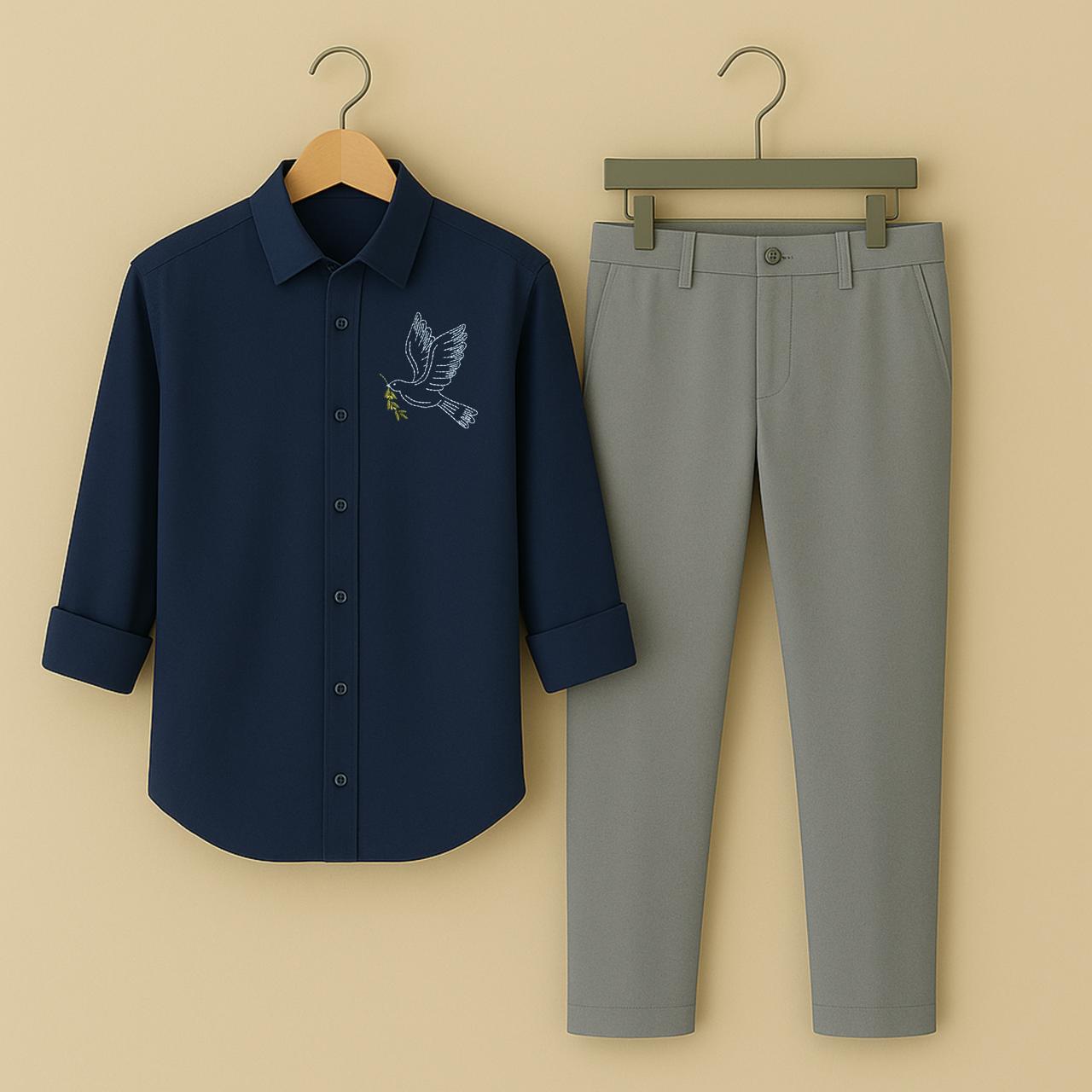 Mens Embroidery Shirt And Pant Combo