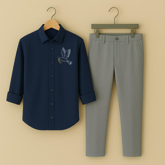 Mens Embroidery Shirt And Pant Combo