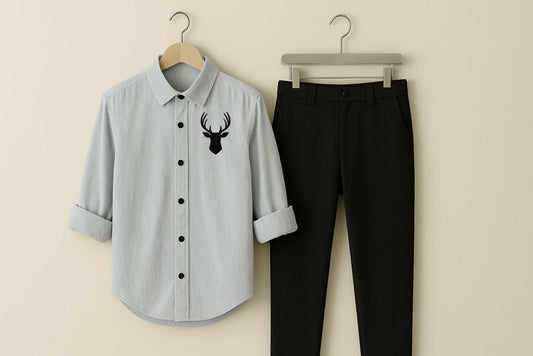 Mens Embroidery Shirt And Pant Combo