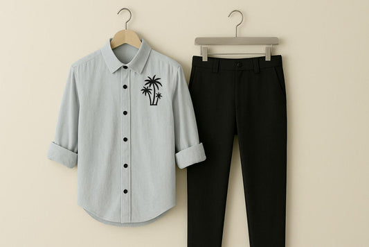 Mens Embroidery Shirt And Pant Combo