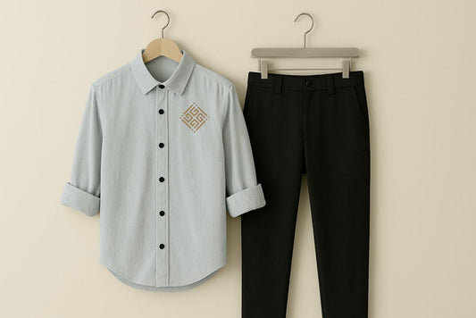 Mens Embroidery Shirt And Pant Combo