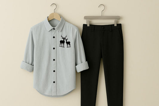 Mens Embroidery Shirt And Pant Combo