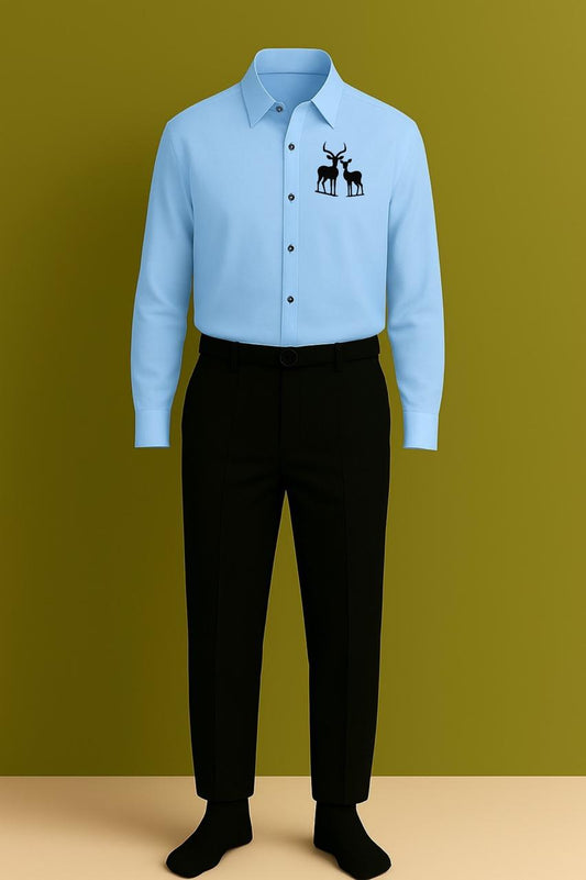 MAMASWEAR TWO DEER SKY EMBROIDERED CLUB WEAR COTTON SHIRT AND PANT