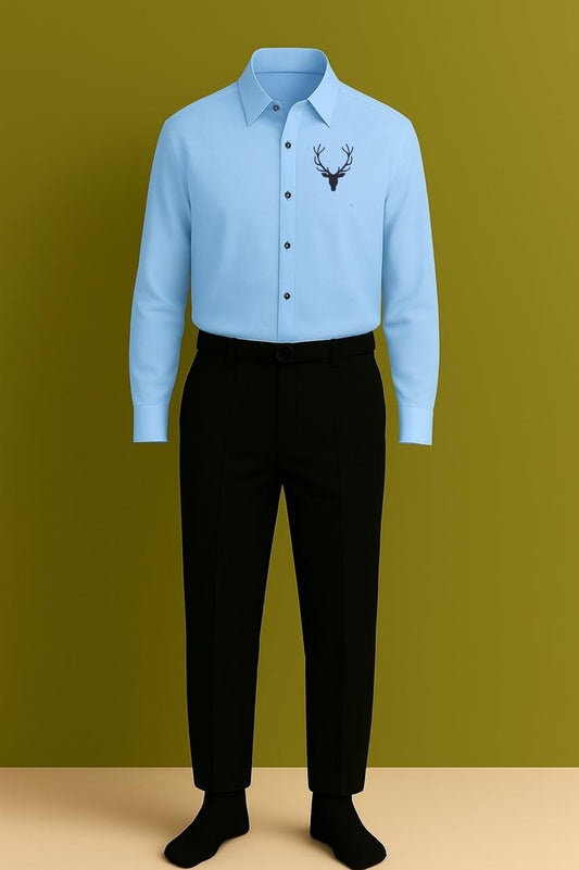 MAMASWEAR DEER SKY EMBROIDERED CLUB WEAR COTTON SHIRT AND PANT