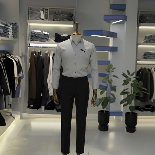 Grey “Black Pumaa” Premium Shirt & Black Trouser Set