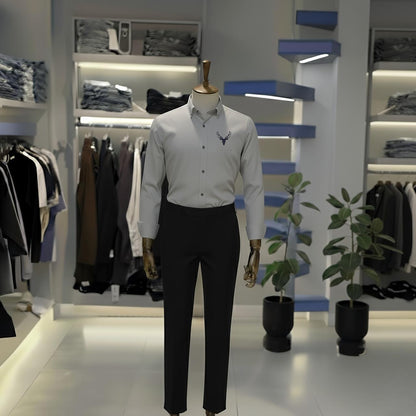 Grey “Black Allon” Stag Premium Shirt & Black Trouser Set