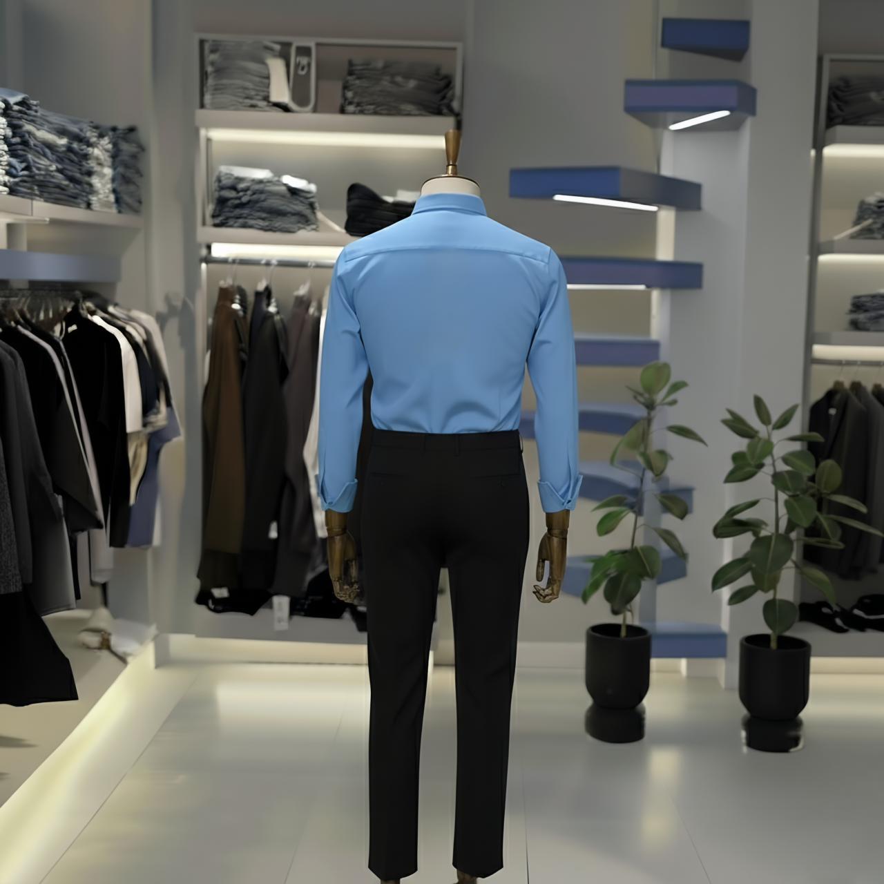 Sky Blue “Golf Boy” Premium Shirt & Black Trouser Set