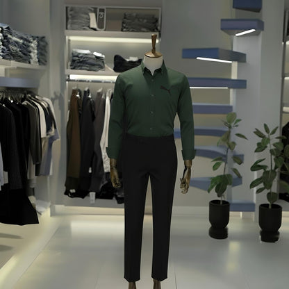 Green “Black Puma” Premium Shirt & Black Trouser Set