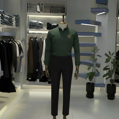 Green “Golden Square” Premium Shirt & Black Trouser Set