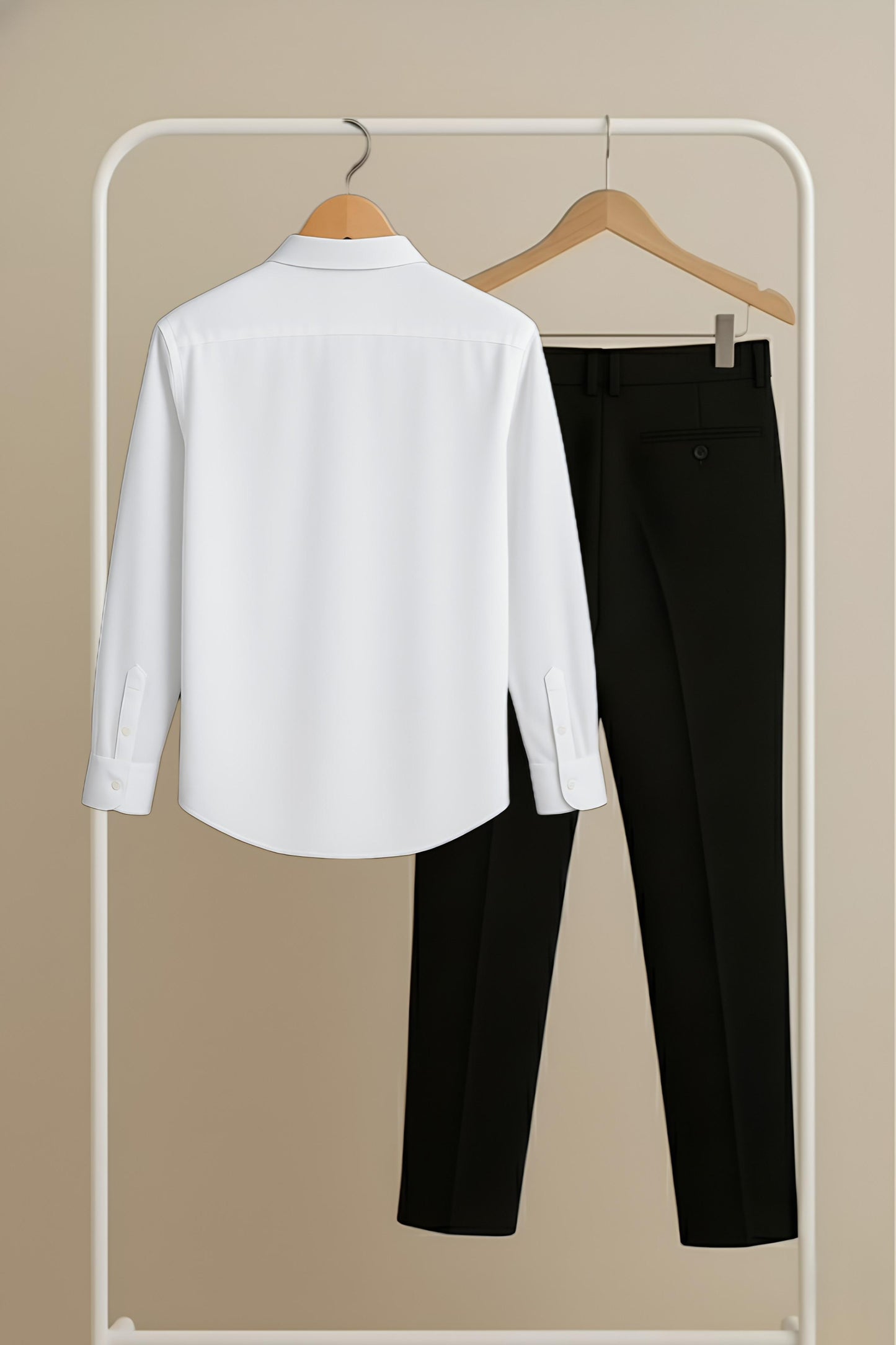 White–Black “Lacoste Signature” Premium Formal Shirt & Pant Combo