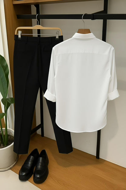 White – Black Premium Formal Shirt & Pant Combo