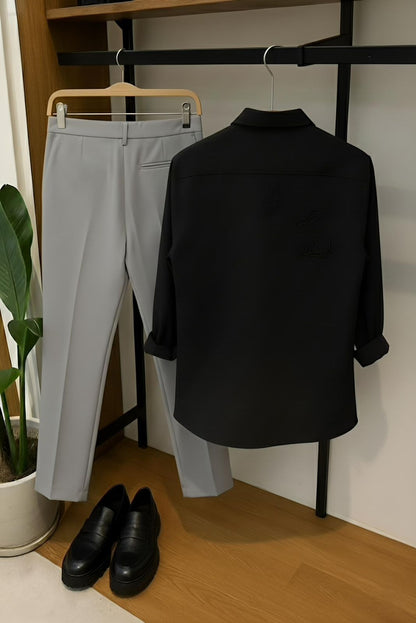 Black – Grey Premium Formal Shirt & Pant Combo