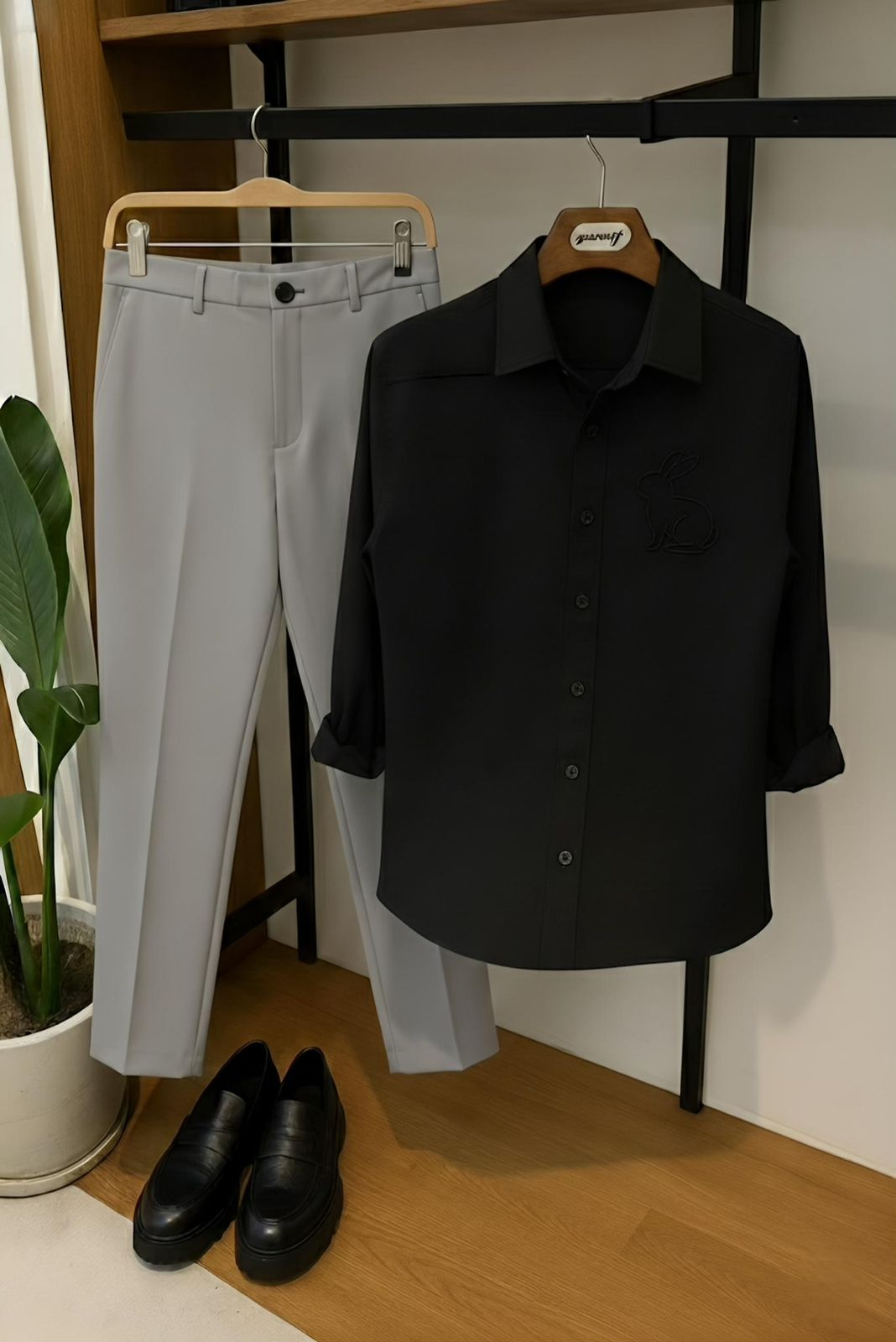 Black – Grey Premium Formal Shirt & Pant Combo