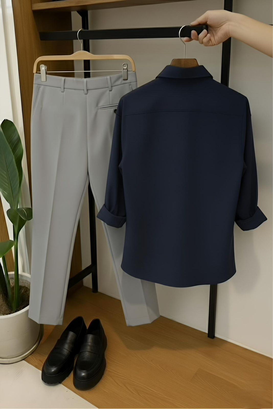 Blue – Grey Premium Formal Shirt & Pant Combo