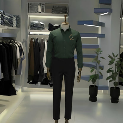 Green “Golden Rabbit” Premium Shirt & Black Trouser Set