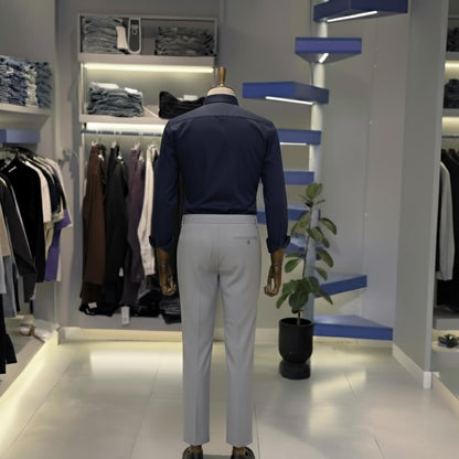 Blue “Golden Rabbit” Premium Shirt & Grey Trouser Set