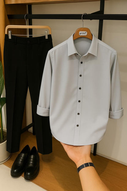 Grey – Black Premium Formal Shirt & Pant Combo