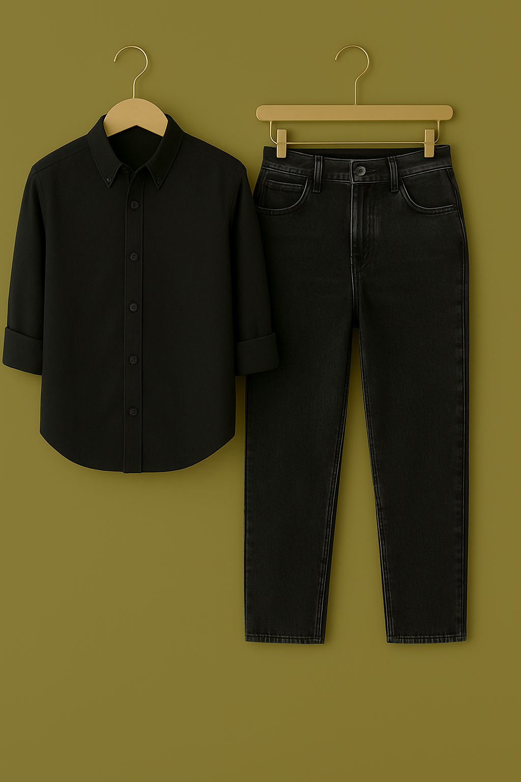 Mens Formal black Shirt Jeans Combo