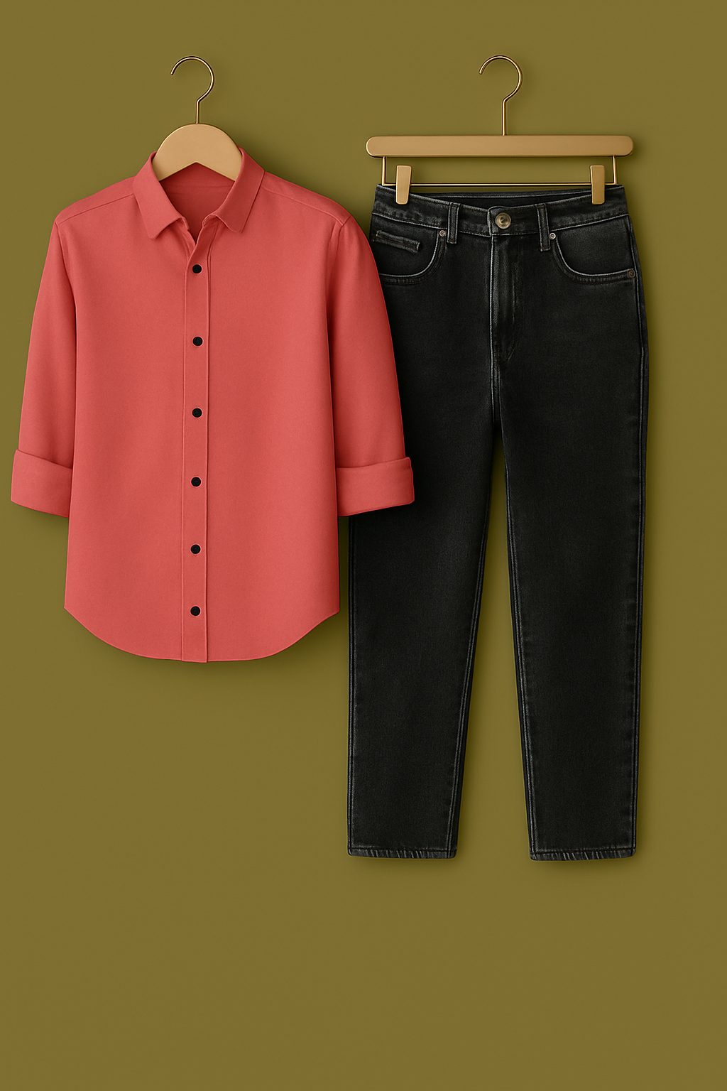 Mens Formal peach Shirt Jeans Combo